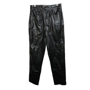 Zara High Waisted Faux Leather Tapered Pants Black Size 2 US 34 EUR